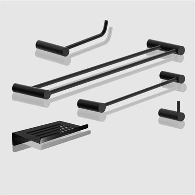 Kit Acessórios Para Banheiro Preto Fosco 5 Peças Grego Metal 2190or