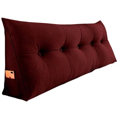 Almofada Para Cabeceira Encosto Apoio Lombar Spot 160cm Com Porta Celular Suede - Abmaza Vermelho