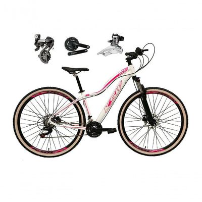 Bicicleta Aro 29 Ksw Mwza Feminina Shimano Altus 24v Freio A Disco Hidráulico Garfo Com Trava branco-rosa Tam: 15