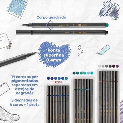 Caneta Superfina Vibes - Inverno - 0,4mm - 19 Cores - Tris