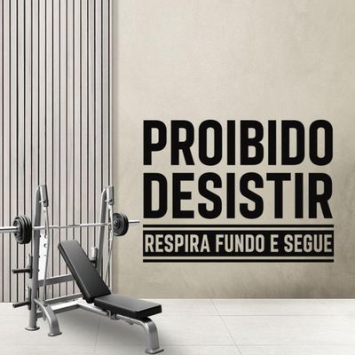 Adesivo De Parede Academia Frase Proibido Desistir (126x95cm) Cor Preto