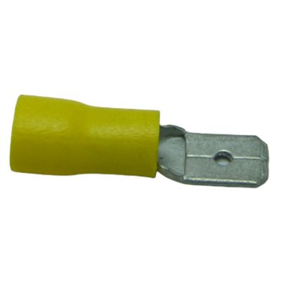 Terminal Compressão Macho Chato 4 Mm A 6 Mm Simples C/ Capa Plastica Amarelo P/Terminal Femea