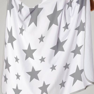 Toalha Baby C/ Capuz Tecebem Estampada Kinder Filipa 70cmx90cm Cinza