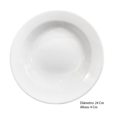 Prato Fundo Plus Branco de Cerâmica 21,5cm 12 Unidades - Biona 141993