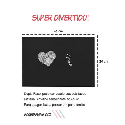 Jogo Americano Kids Lousa Preta com Giz Infantil 1un