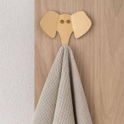 Cabideiro de Parede Elefante Dourado Gancho Pendurar Roupas Decorativo Luft Masutti
