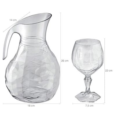 Kit Jarra 2,3L E 6 Taças 350ml Água Suco UZ
