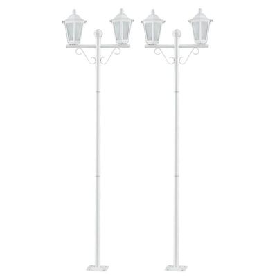 Kit 2 Postes Luminária Branco 1,6m Jardim 2 Lâmpadas E27 Grega Lente Fosca Dital