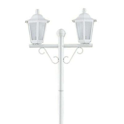 Kit 2 Postes Luminária Branco 1,6m Jardim 2 Lâmpadas E27 Grega Lente Fosca Dital