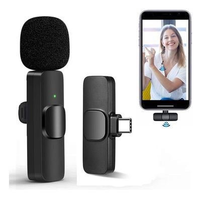 Microfone Lapela Sem Fio Tipo C Bluetooth P/ Celular Android