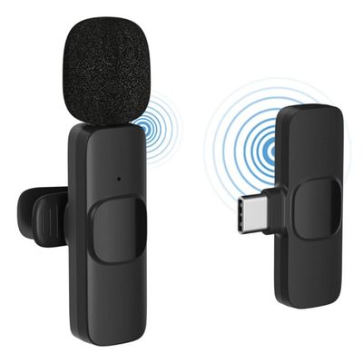 Microfone Lapela Sem Fio Tipo C Bluetooth P/ Celular Android