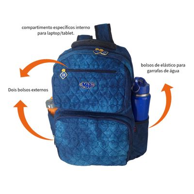 Mochila Escolar Feminina Notebook 15 Bolsa Reforçada Cores M / AZUL