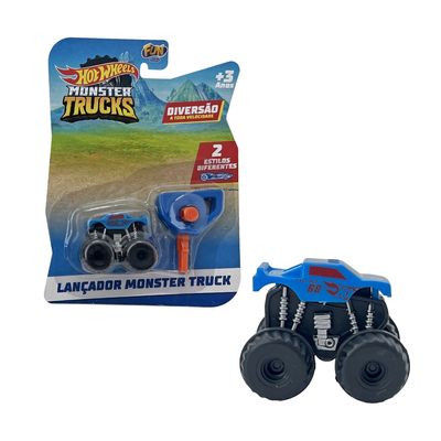 Carrinho Hot Wheels Mini Lançador Monster Truck Azul - Fun
