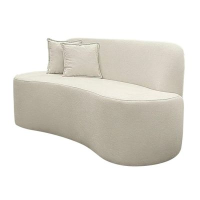 Sofá Minimalista Orgânico 2 Lugares Sala Bouclé Off White