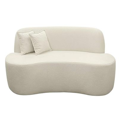 Sofá Minimalista Orgânico 2 Lugares Sala Bouclé Off White