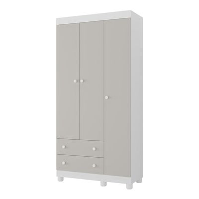 Guarda-roupa Infantil 92cm 3 Portas E 2 Gavetas Allegra Multimóveis Mp4442 Branco/off White Branco/off White