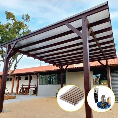 Kit Policarbonato Fume 10mm 4,00m X 6,00m - Perfis Pretos Bronze: 35% De Transmissão De Luz