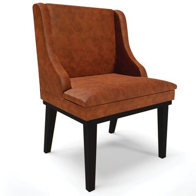 Cadeira Decorativa Sala de Jantar Base Fixa de Madeira Firenze PU Nozes/Preto G19 - Gran Belo