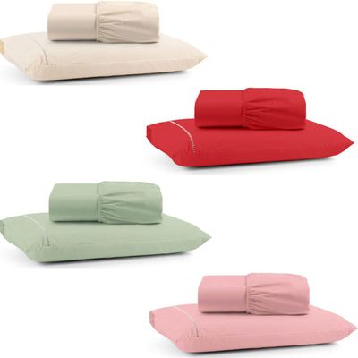 Kit Jogo de Cama Lençol  Mirante Solteiro 2 Peças com 4 Un. Cores 1 - 100% Algodão