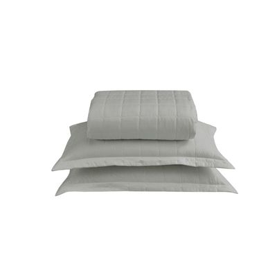 Kit Cobre Leito Colcha Dual Queen 3 Peças Matelado Dupla Face Liso - Cinza