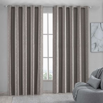 Cortina Iza Jacquard Estampado Floral 2,00x1,60m Sala Quarto Varão 2M - Cáqui