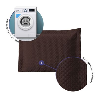 Porta Travesseiro Avulso 70cm x 50cm 1 Peça Prime Ultrassônico 100% Poliéster - Marrom