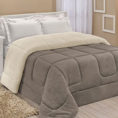 Coberdrom Robust Solteiro Manta Soft Sherpa Lã de Carneiro Pesado Grosso 1 Peça - Cinza