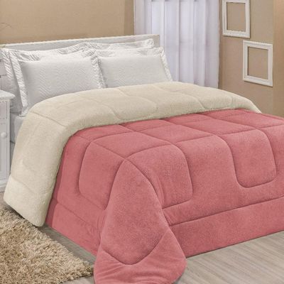 Coberdrom Robust Queen Manta Soft Sherpa Lã de Carneiro Pesado Grosso 1 Peça - Rosa