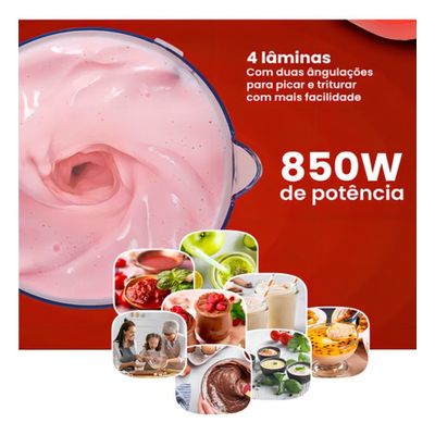 Liquidificador Agratto Forza 850w Jarra 1,5l Vermelho 127v ALIQ02N01