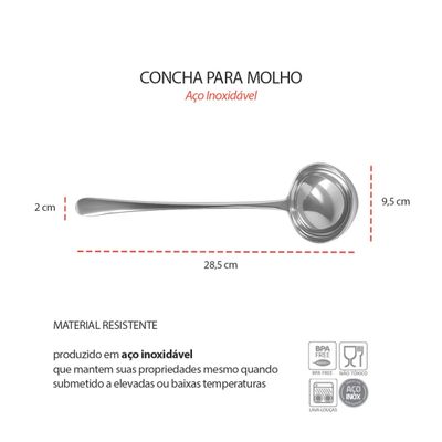 Concha e Suporte Descanso de Colher Inox Servir Molho Sopa