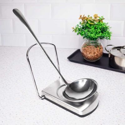 Concha e Suporte Descanso de Colher Inox Servir Molho Sopa