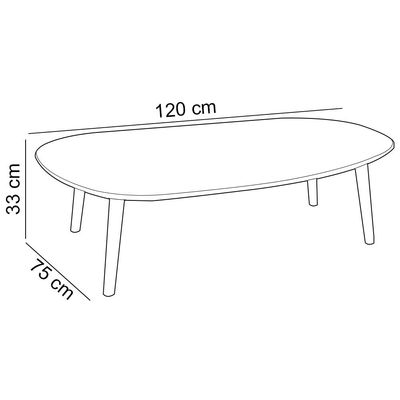 Mesa de Centro Para Sala de Estar Orgânica 90cm Cindy D03 Off White Freijó - Lyam Decor