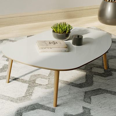 Mesa de Centro Para Sala de Estar Orgânica 90cm Cindy D03 Off White Freijó - Lyam Decor