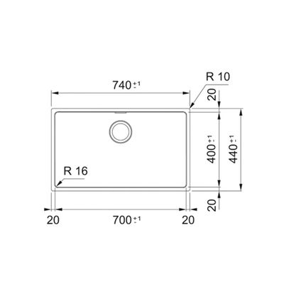 CUBA FRANKE DE EMBUTIR E SOBREPOR EM AÇO INOX LINEA 70 70X40CM COM ACESSÓRIOS 18630