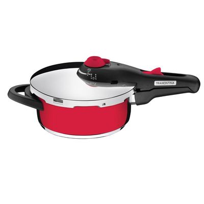 Panela de Pressão Tramontina Solar em Aço Inox Fundo Triplo com 5 Dispositivos de Segurança 22 cm 3 L