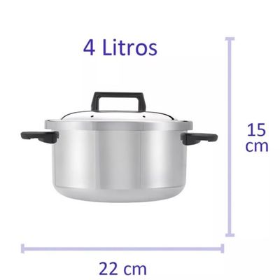 Panela Caçarola Meia Pressão Alumínio Ramos 22cm