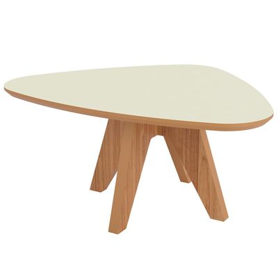Mesa de Centro Para Sala de Estar Orgânica Baixa Selly D03 Off White Freijó - Lyam Decor