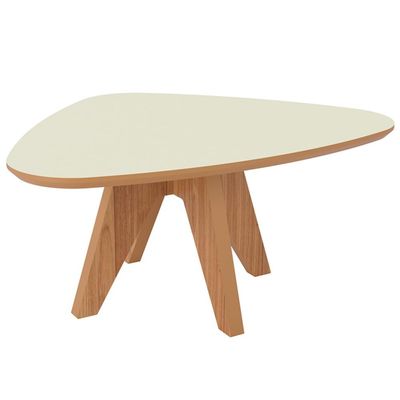 Mesa de Centro Para Sala de Estar Orgânica Baixa Selly D03 Off White Freijó - Lyam Decor