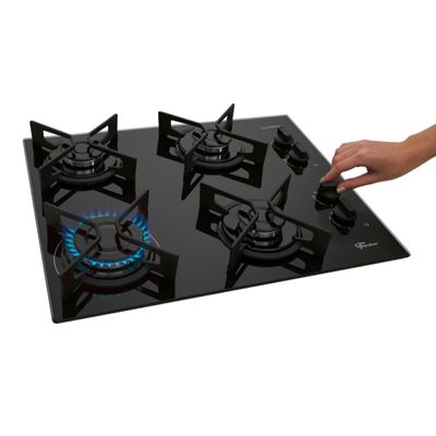 Cooktop a Gás Fischer 4 Bocas Fit Line Trempe Iron Preto