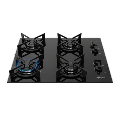Cooktop a Gás Fischer 4 Bocas Fit Line Trempe Iron Preto