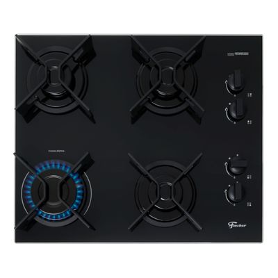 Cooktop a Gás Fischer 4 Bocas Fit Line Trempe Iron Preto