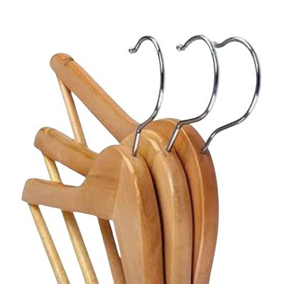 Kit com 3 Cabides de Madeira com Verniz Gancho Giratório