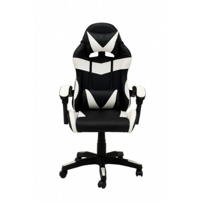 Cadeira Gamer, Design Esportivo, Reclinável, Preta e Branca