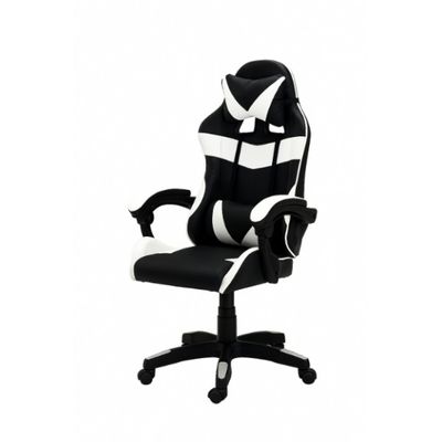 Cadeira Gamer, Design Esportivo, Reclinável, Preta e Branca