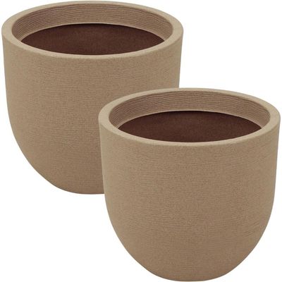 Kit 2 Vasos para Plantas Tramontina Laos 38cm em Polietileno Granito Areia Folhagem Decorativo