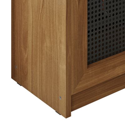 Sapateira Entrada com Banco Estofado Nature Preto Porta Ratan Madeira Maciça