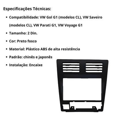 Central Multimídia 2 Din Carplay Android Auto Gol G1 Cl Moldura + Câmera