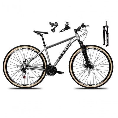 Bicicleta Aro 29 Absolute Nero 5 Câmbios Shimano 24v Alumínio Garfo Com Trava Mountain Bike cinza Tam: 19