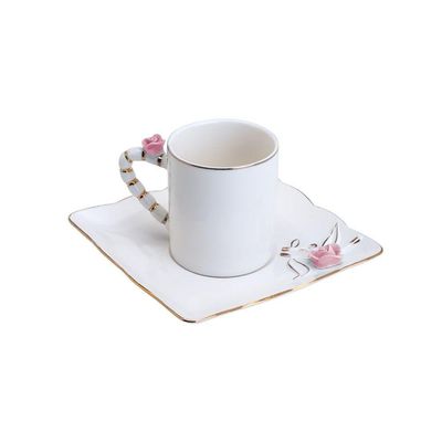 Conjunto 06 Xícaras De Café De Porcelana Flower Square Plate 80ml Wolff
