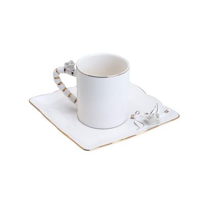 Conjunto 06 Xícaras De Café De Porcelana Flower Square Plate 80ml Wolff